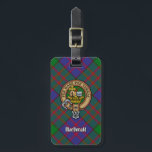 Clan MacDonald Crest over Tartan Luggage Tag<br><div class="desc">Clan MacDonald crest badge surrounded by a strap and buckle over tartan background. Custom text on both sides.</div>