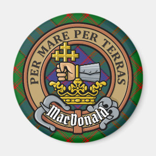Clan MacDonald Crest over Tartan Magnet