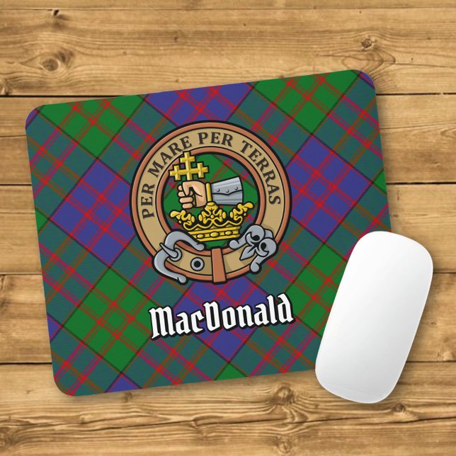 Clan MacDonald Crest over Tartan Mouse Mat (Creator Uploaded)