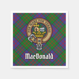 Clan MacDonald Crest over Tartan Napkin