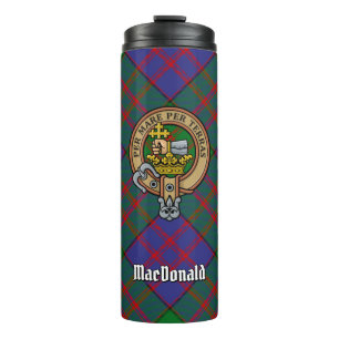 Clan MacDonald Crest over Tartan Thermal Tumbler