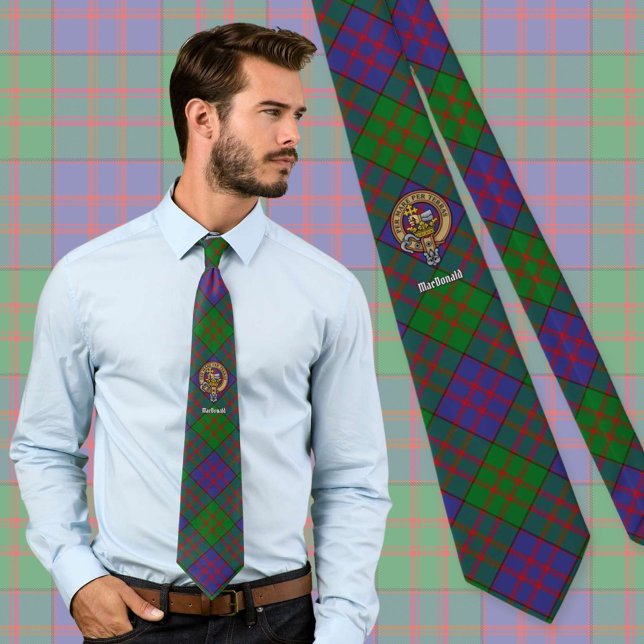 Clan MacDonald Crest over Tartan Tie (Creator Uploaded)