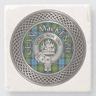 Clan MacDonald Crest & Tartan Knot Stone Coaster