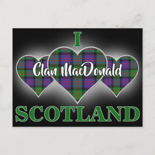 Clan MacDonald Donald I Love Scotland Tartan Heart Postcard