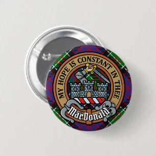 Clan MacDonald of Clanranald Crest over Tartan 6 Cm Round Badge