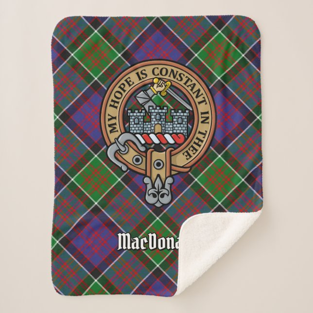 Clan MacDonald of Clanranald Crest over Tartan Sherpa Blanket (Front)