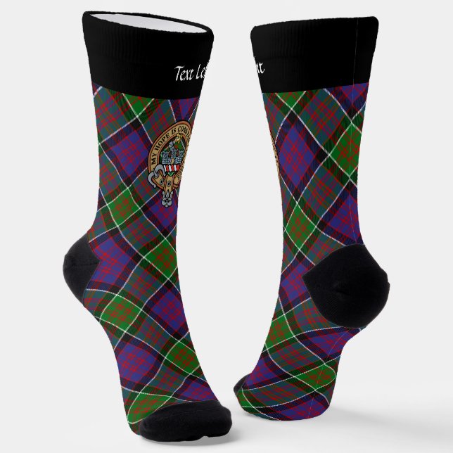 Clan MacDonald of Clanranald Crest over Tartan Socks (Angled)