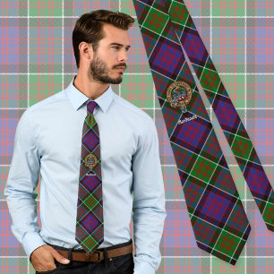 Clan MacDonald of Clanranald Crest over Tartan Tie