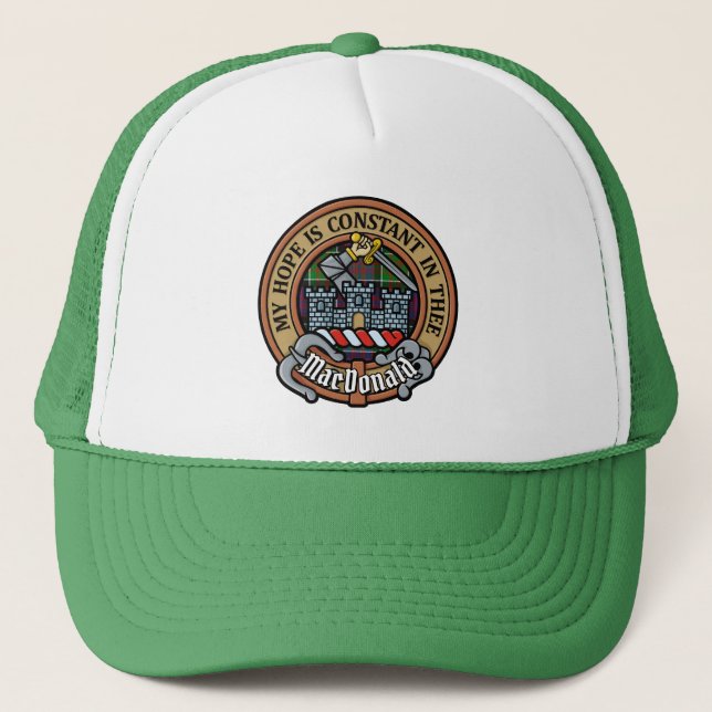 Clan MacDonald of Clanranald Crest over Tartan Trucker Hat (Front)