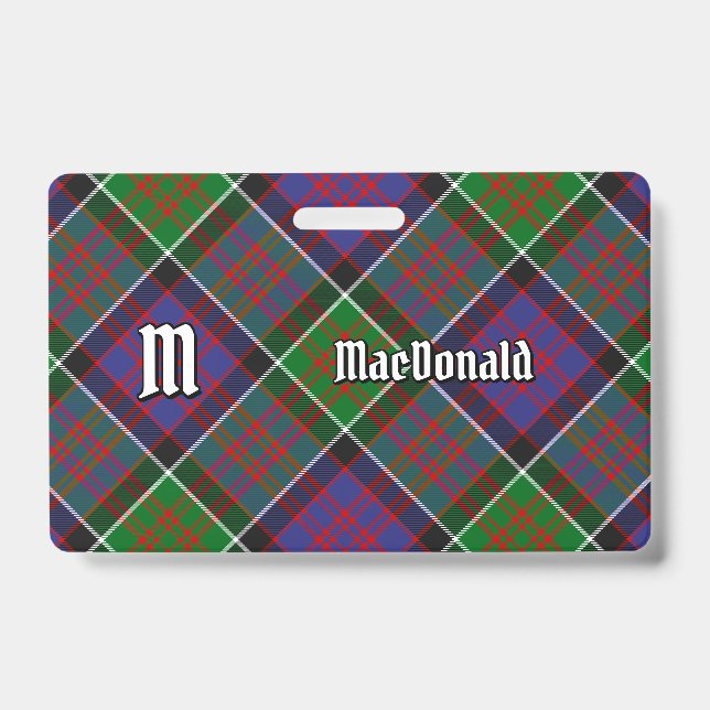 Clan MacDonald of Clanranald Tartan Badge ID Badge (Front)