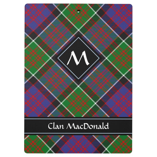 Clan MacDonald of Clanranald Tartan Clipboard (Back)