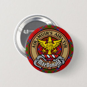 Clan MacDonald of Keppoch Crest over Tartan 6 Cm Round Badge