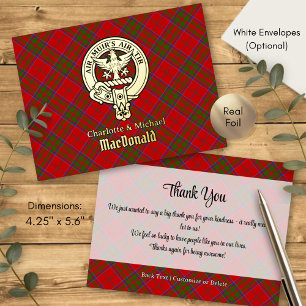 Clan MacDonald of Keppoch Crest over Tartan Foil Invitation Postcard