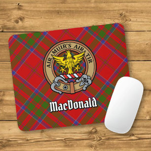 Clan MacDonald of Keppoch Crest over Tartan Mouse Mat