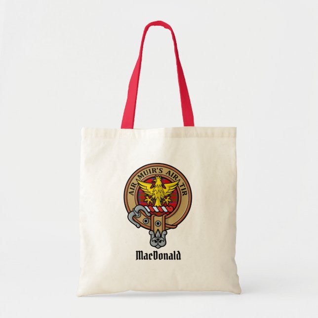 Clan MacDonald of Keppoch Crest over Tartan Tote Bag (Front)