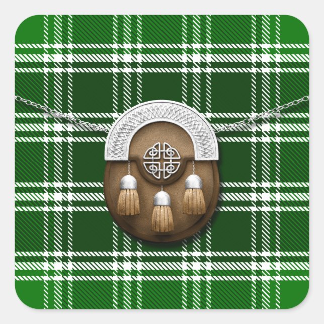 Clan MacDonald Of The Isles Ancient Tartan Sporran Square Sticker (Front)