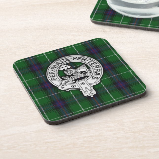 Clan MacDonald of the Isles Crest & Tartan Coaster (Left Side)