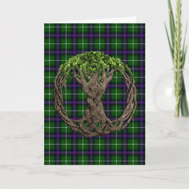 Clan MacDonald of the Isles Tartan And Celtic Tree Card (Front)