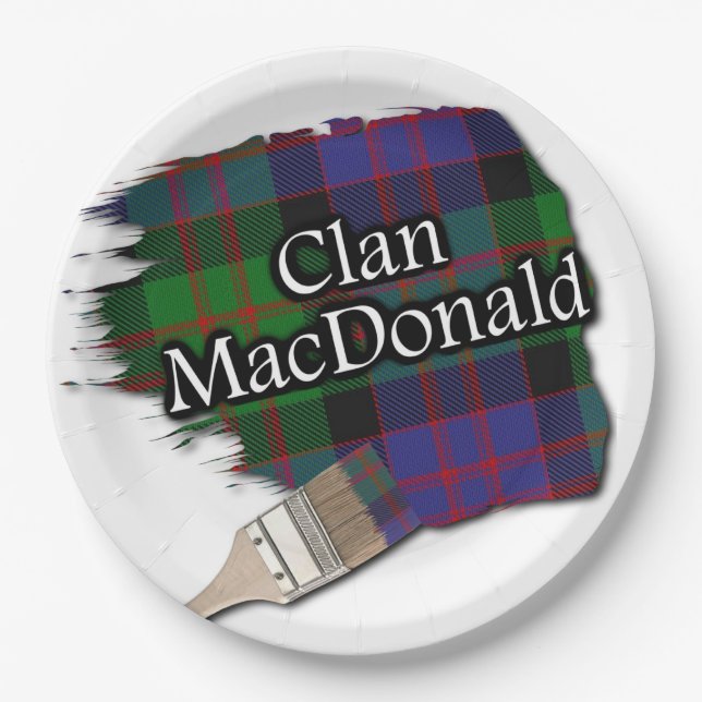 Clan MacDonald Scottish Tartan Paint Brush Paper Plate (Front)