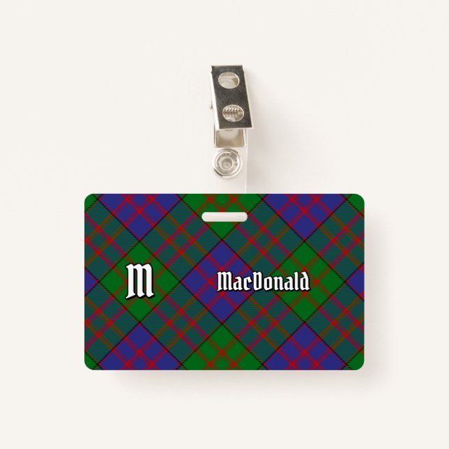 Clan MacDonald Tartan Badge ID Badge (Front with Clip)
