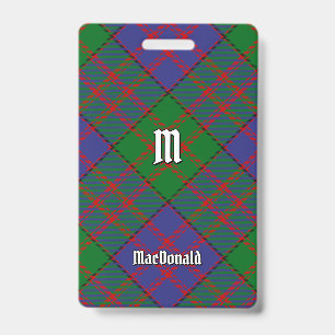 Clan MacDonald Tartan Badge ID Badge