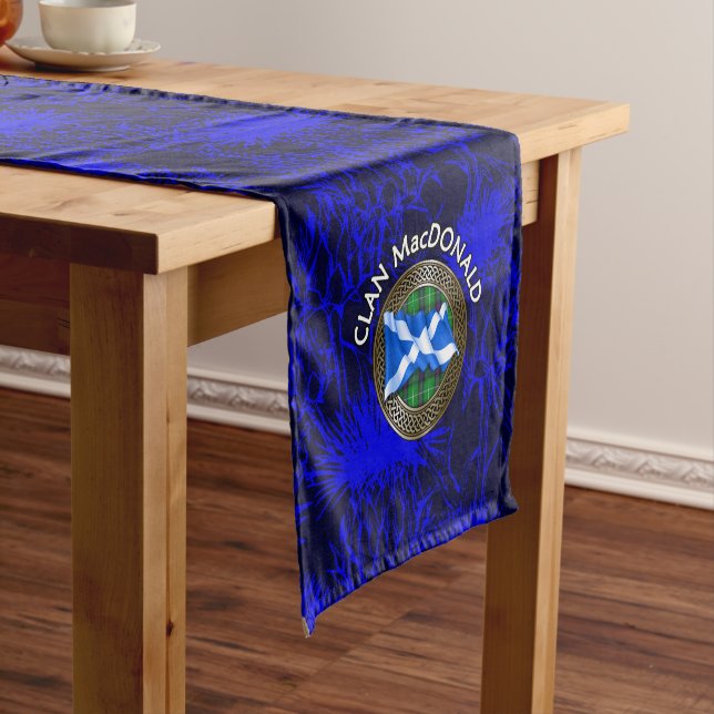 Clan MacDonald Tartan & Flag Short Table Runner (In Situ)