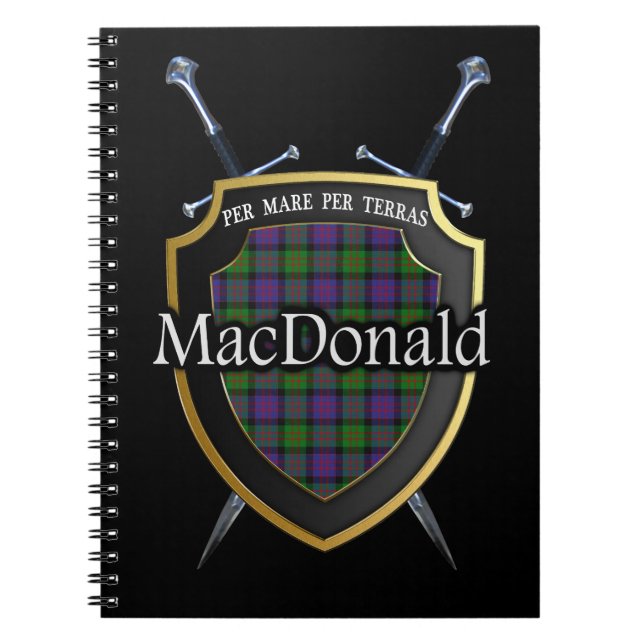 Clan MacDonald Tartan Shield & Swords Notebook (Front)