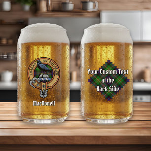 Clan MacDonell of Glengarry Crest over Tartan Can Glass