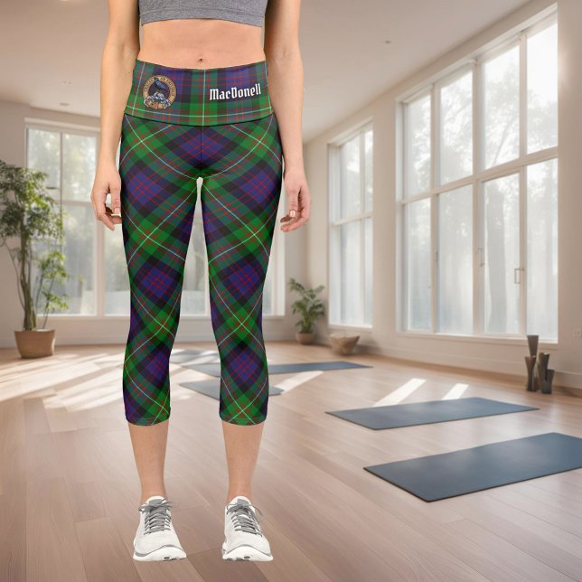 Clan MacDonell of Glengarry Crest over Tartan Capri Leggings (Creator Uploaded)