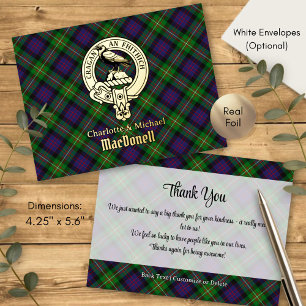 Clan MacDonell of Glengarry Crest over Tartan Foil Invitation Postcard