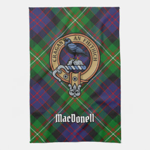 Clan MacDonell of Glengarry Crest over Tartan Tea Towel
