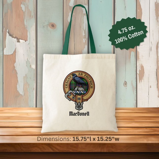 Clan MacDonell of Glengarry Crest over Tartan Tote Bag (Creator Uploaded)