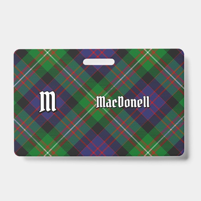 Clan MacDonell of Glengarry Tartan ID Badge (Front)