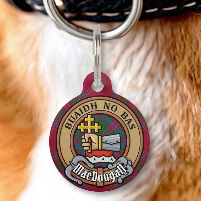Clan MacDougall Crest over Tartan Pet Tag (Creator Uploaded)