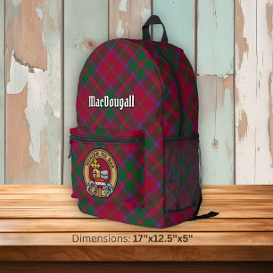Clan MacDougall Crest over Tartan Printed Backpack
