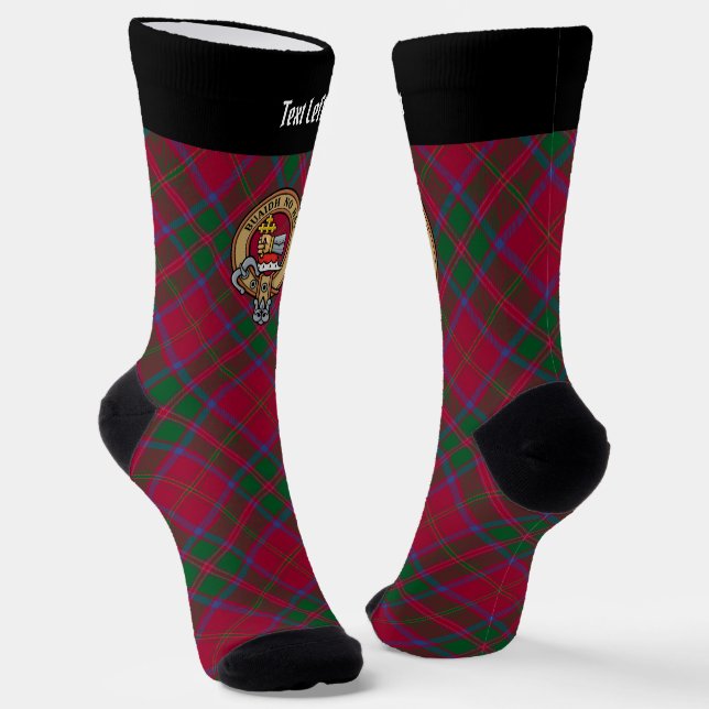 Clan MacDougall Crest over Tartan Socks (Angled)