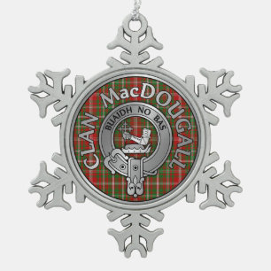 Clan MacDougall Crest & Tartan Snowflake Pewter Christmas Ornament