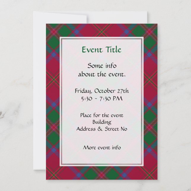 Clan MacDougall Tartan Invitation (Back)