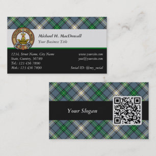 Clan MacDowall Crest over Tartan Business Card