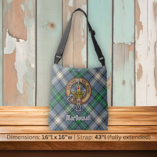 Clan MacDowall Crest over Tartan Crossbody Bag