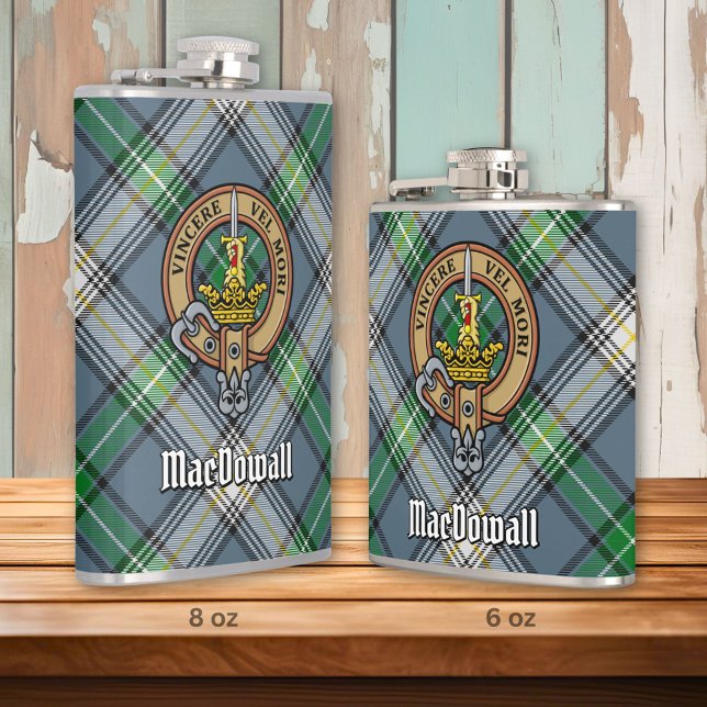 Clan MacDowall Crest over Tartan Hip Flask (Creator Uploaded)