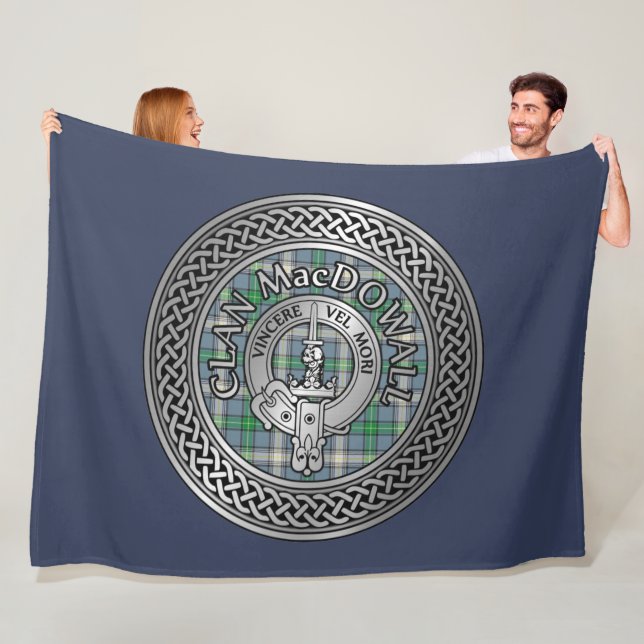 Clan MacDowall Crest & Tartan Knot Fleece Blanket (In Situ)