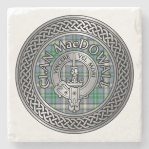 Clan MacDowall Crest & Tartan Knot Stone Coaster