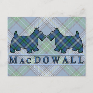 Clan MacDowall Tartan Scottie Dogs Postcard