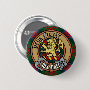 Clan MacDuff Crest over Tartan 6 Cm Round Badge