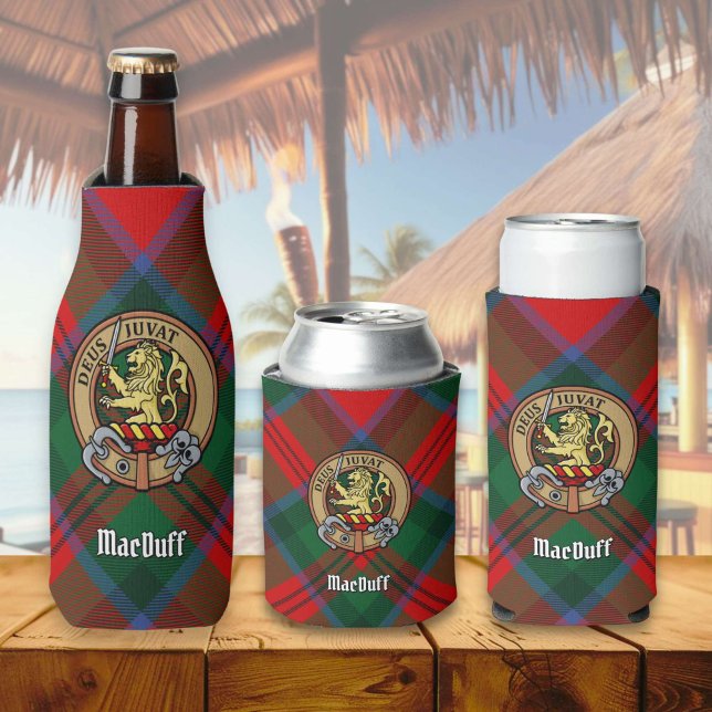 Clan MacDuff Crest over Tartan Bottle Cooler (Creator Uploaded)