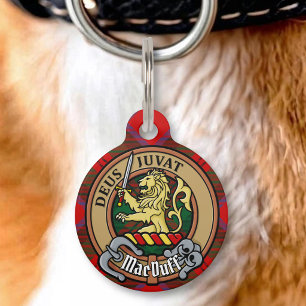 Clan MacDuff Crest over Tartan Pet Tag