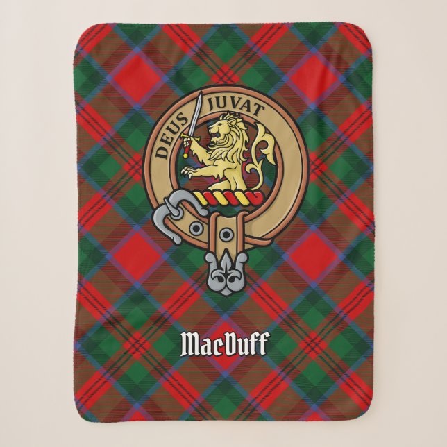 Clan MacDuff Crest over Tartan Sherpa Blanket (Front)