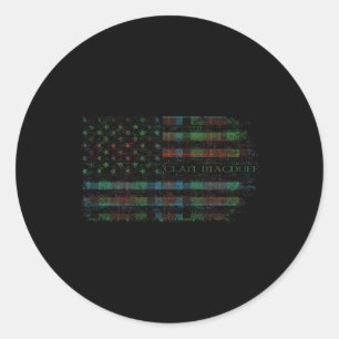 Clan Macduff Hunting Scottish Tartan Us Flag Kilt Classic Round Sticker