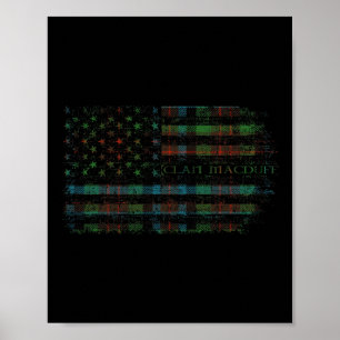 Clan Macduff Hunting Scottish Tartan Us Flag Kilt  Poster